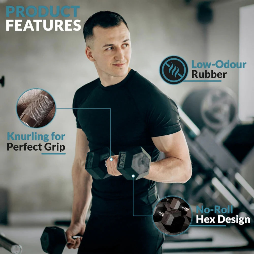 5kg-25kg Hex Dumbbell Set & 6 Tier Rack