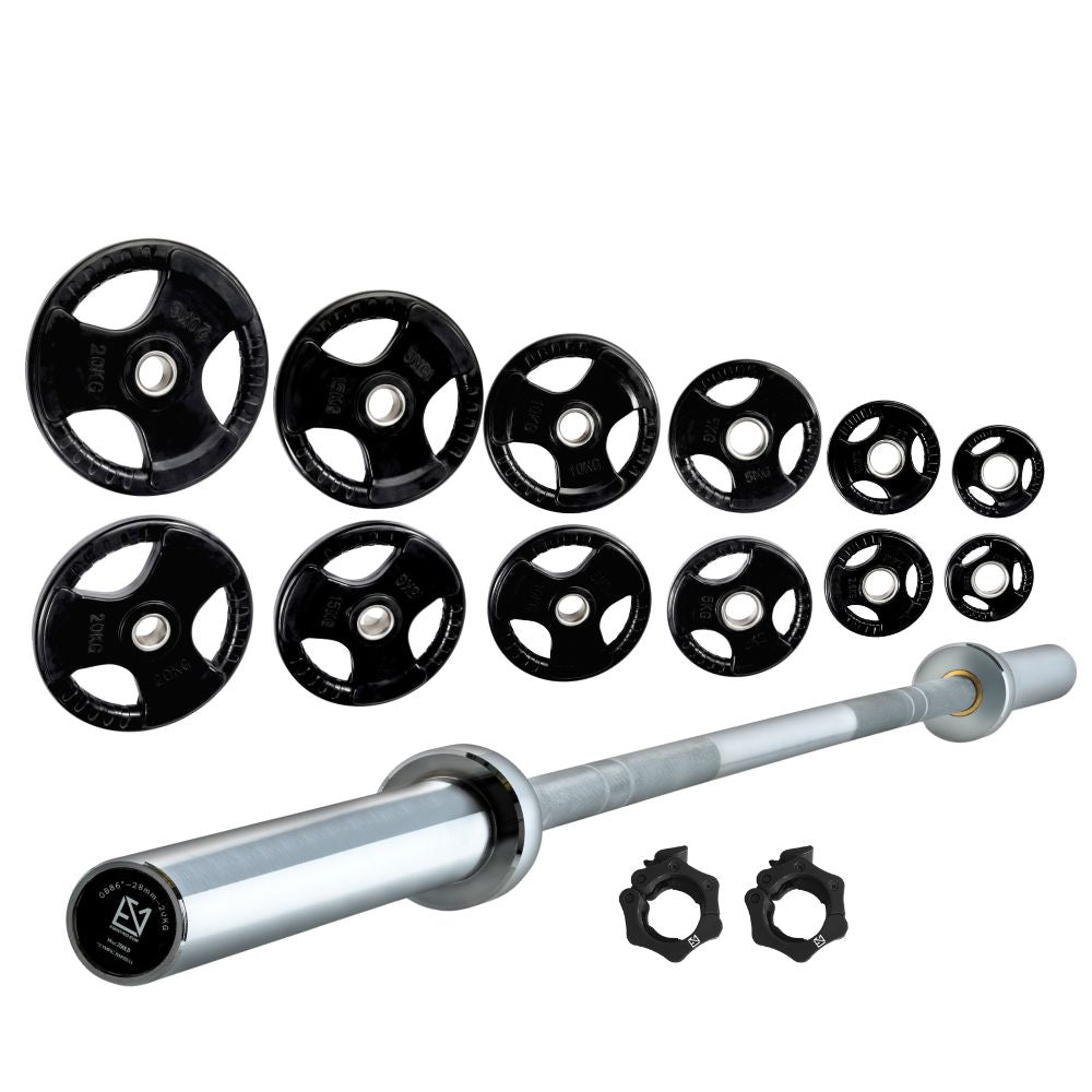 107.5kg Tri-Grip Weight Plates Set & 7ft Olympic Bar