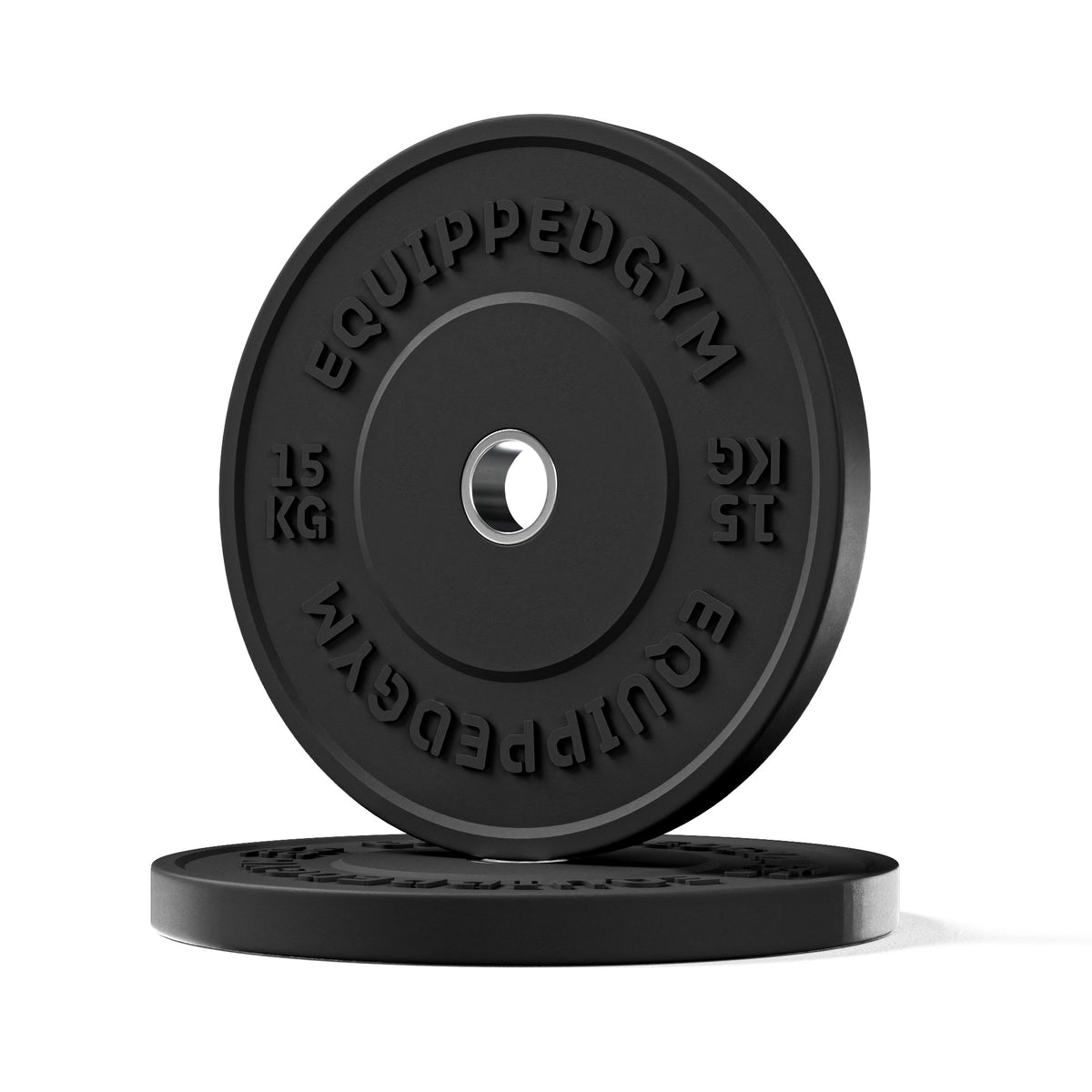 Olympic Black Bumper Plates 5kg-25kg Set & Barbell, detail view