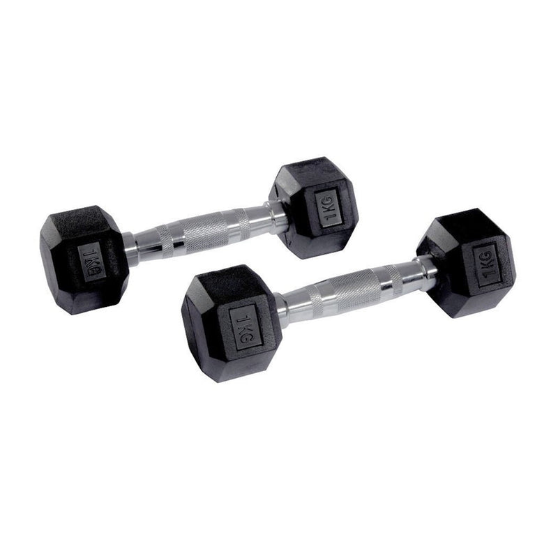 Hex Rubber Dumbbell Pairs 1kg-50kg