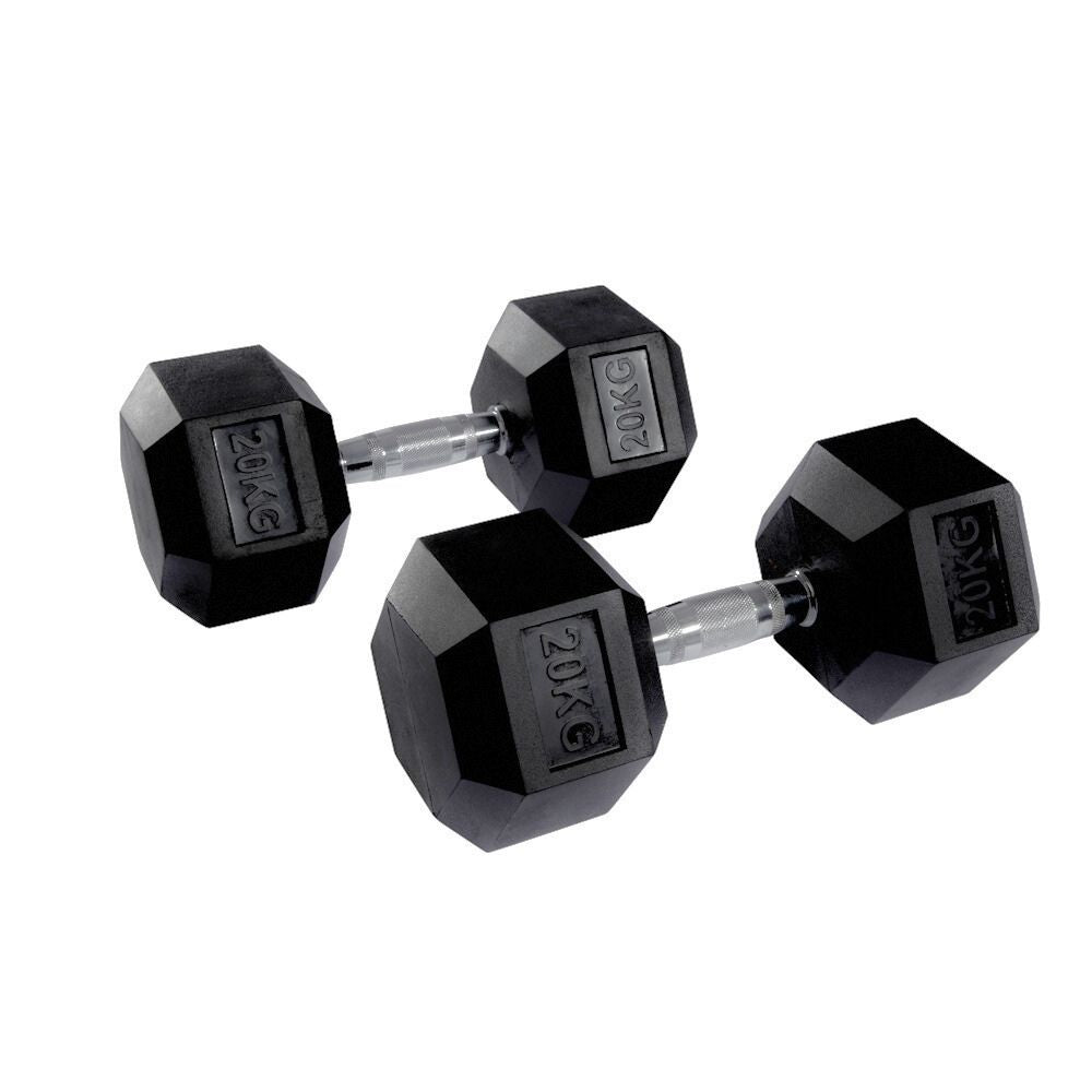 Hex Rubber Dumbbell Pairs 1kg-50kg