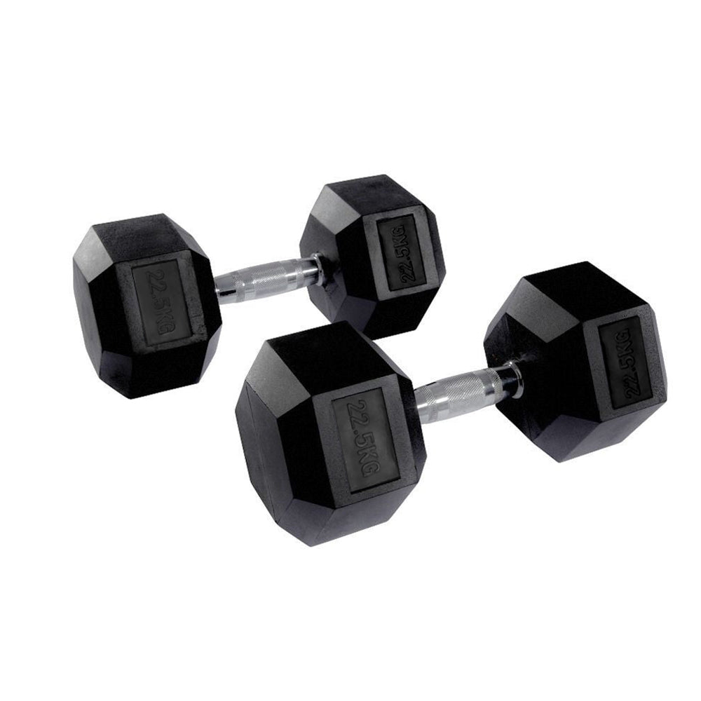 Hex Rubber Dumbbell Pairs 1kg-50kg