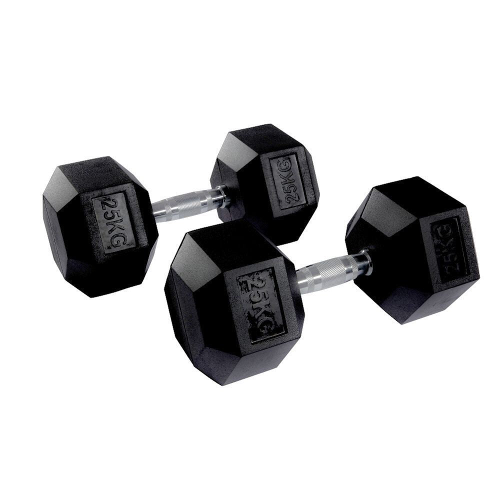 Hex Rubber Dumbbell Pairs 1kg-50kg
