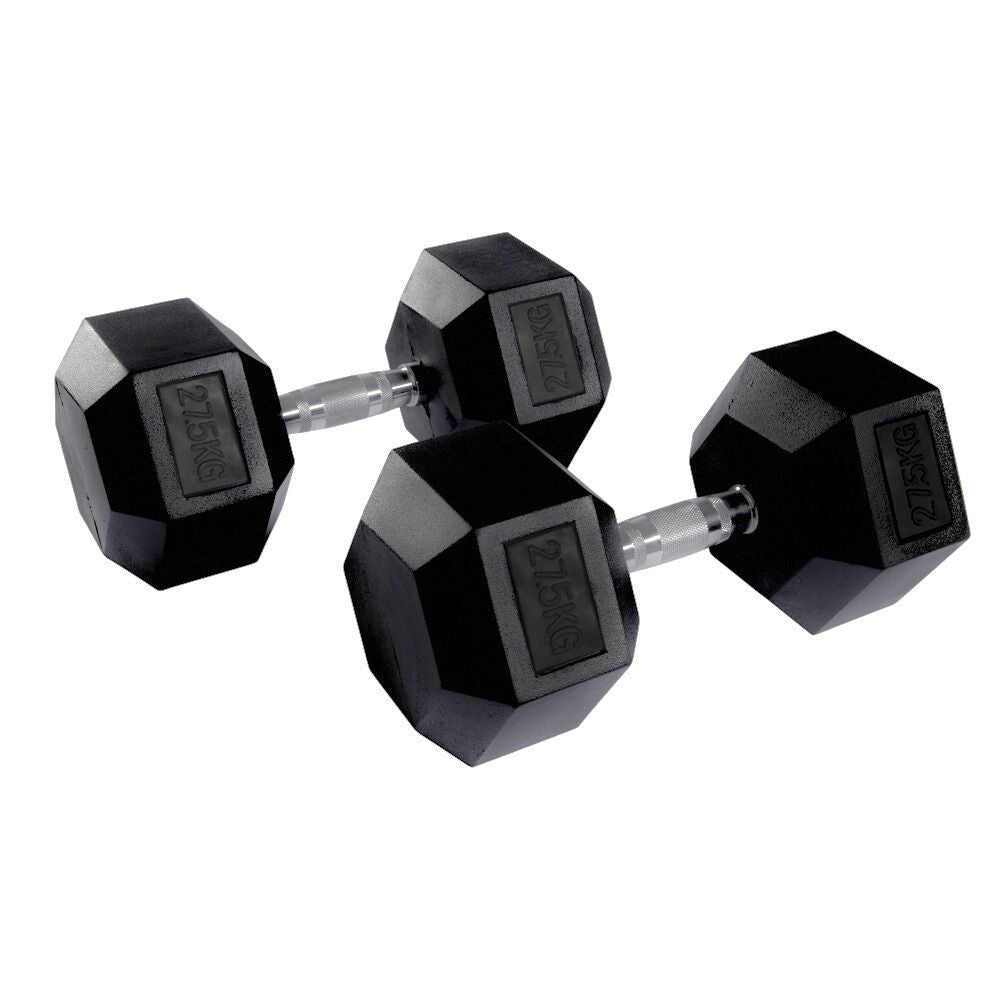 Hex Rubber Dumbbell Pairs 1kg-50kg