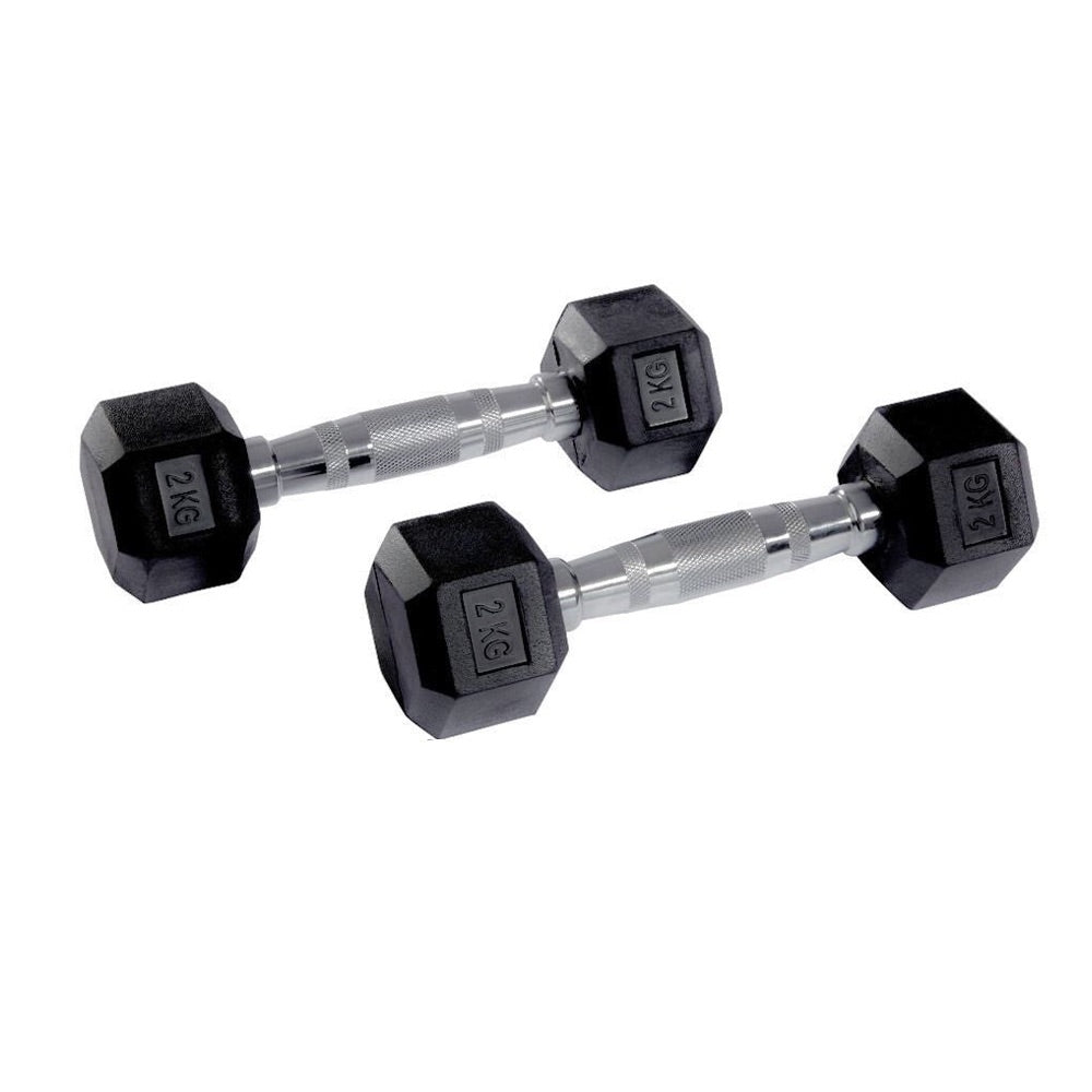Hex Rubber Dumbbell Pairs (KG), side profile