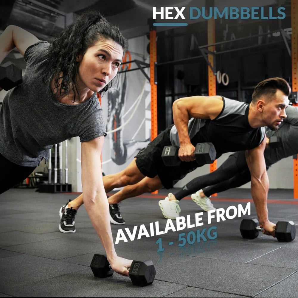 5kg-25kg Hex Dumbbell Set & 6 Tier Rack