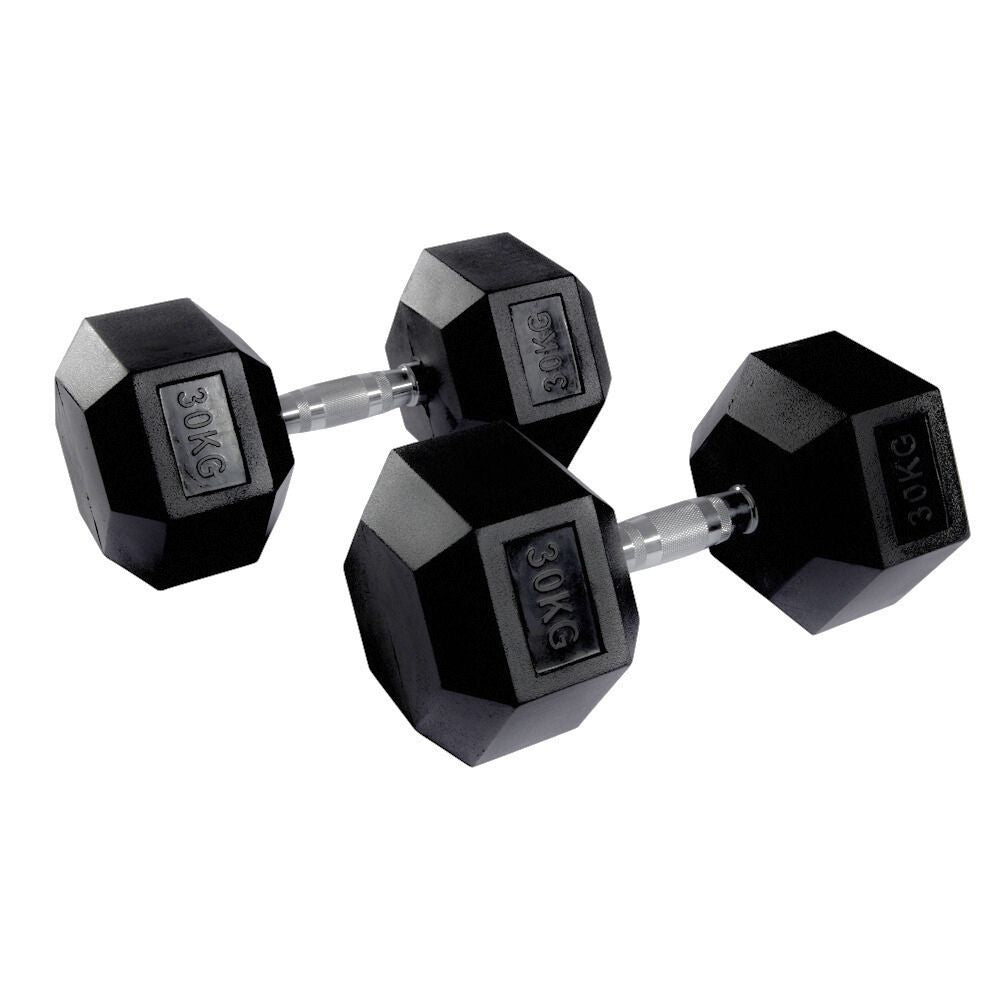 Hex Rubber Dumbbell Pairs 1kg-50kg