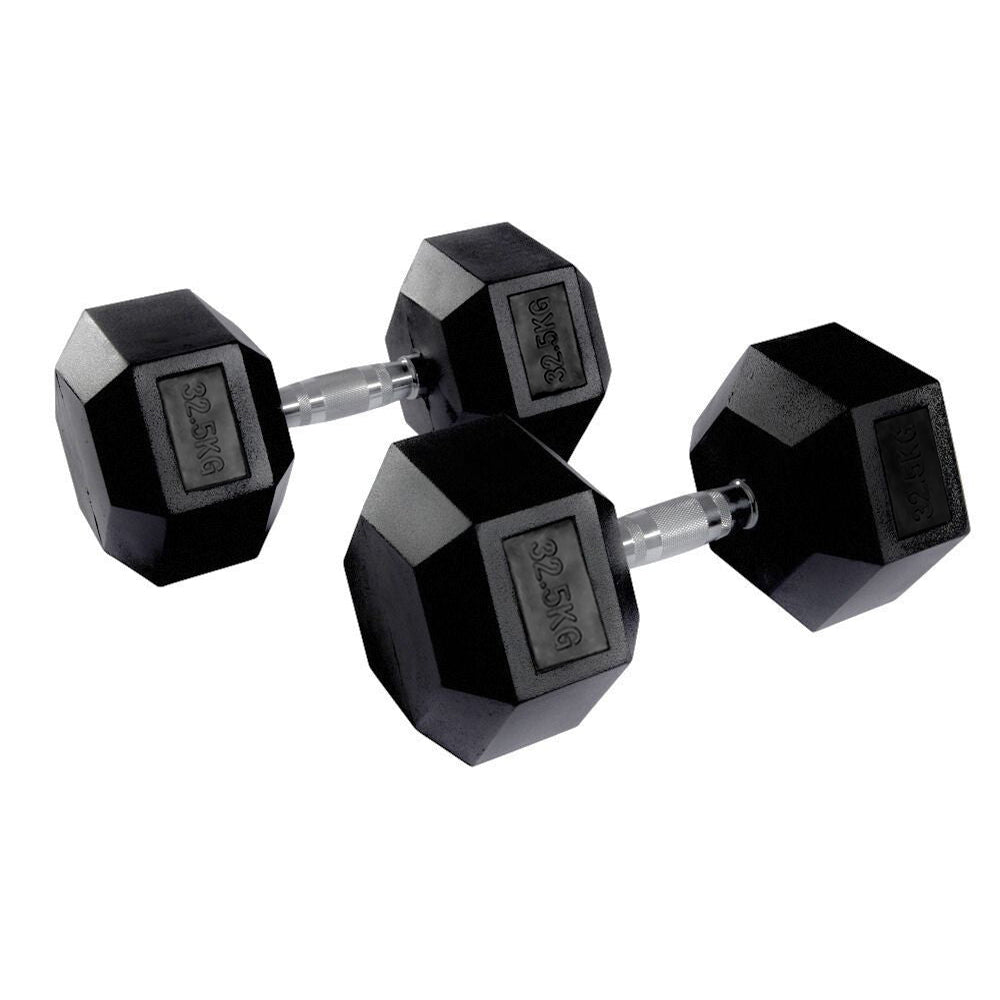 Hex Rubber Dumbbell Pairs 1kg-50kg