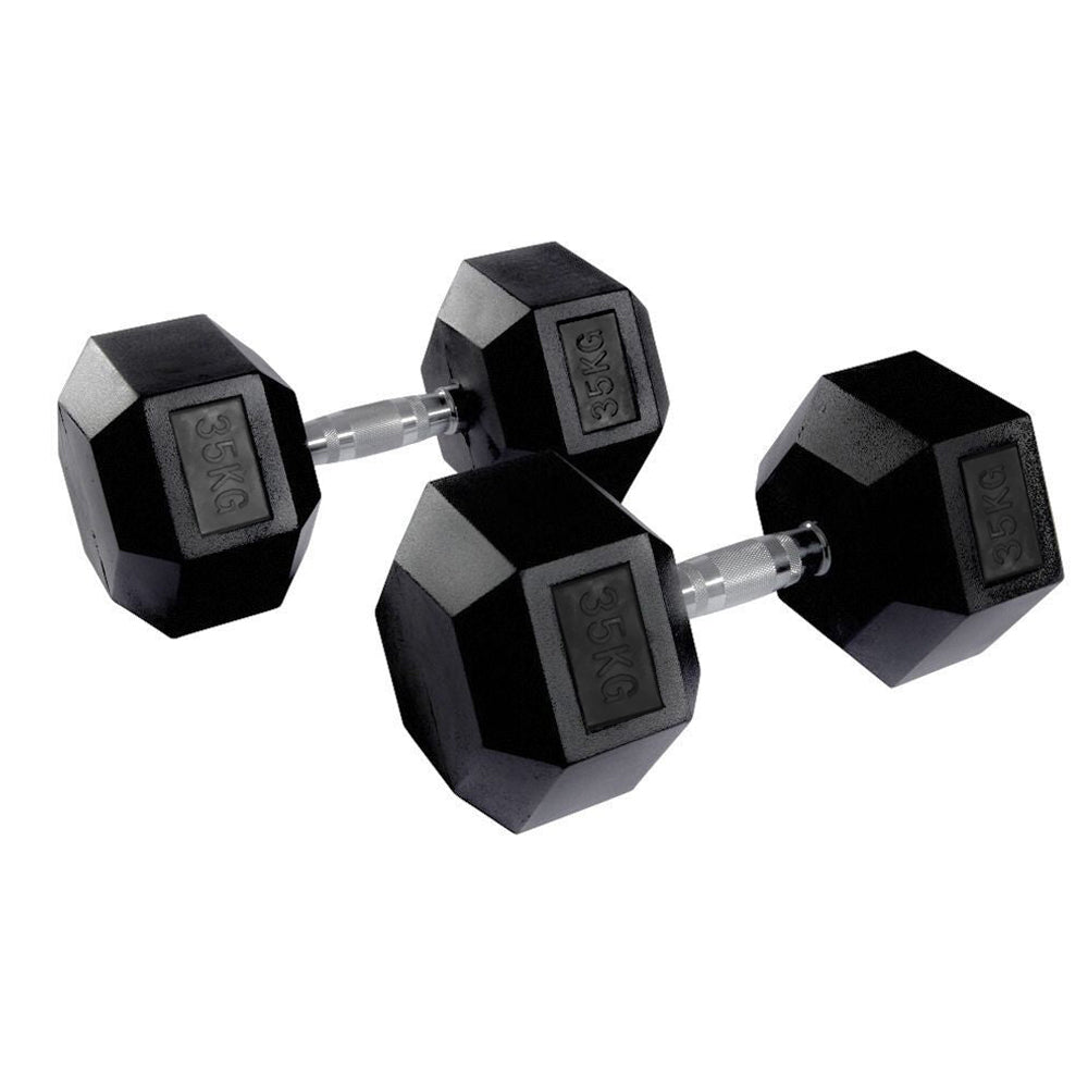 Hex Rubber Dumbbell Pairs 1kg-50kg