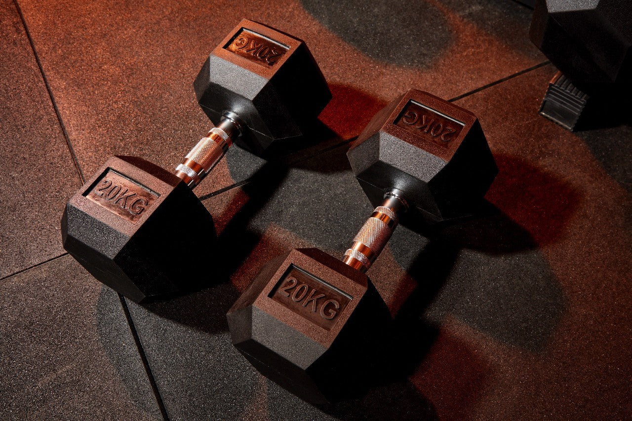 Kingdom GB Hex Dumbbell Pair Set – Anti-Roll, Iron/Rubber, 2.5kg–25kg, With Wrist Wrap