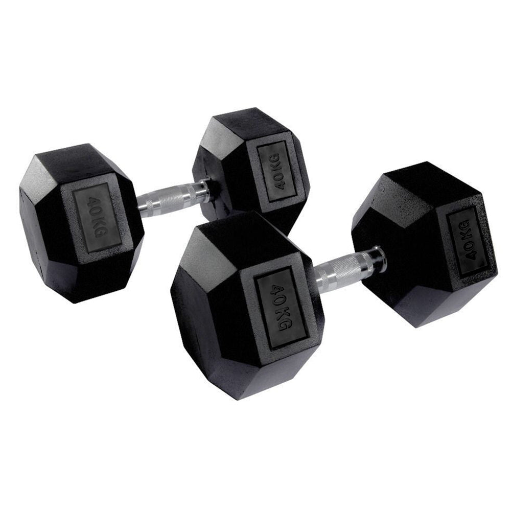 Hex Rubber Dumbbell Pairs 1kg-50kg