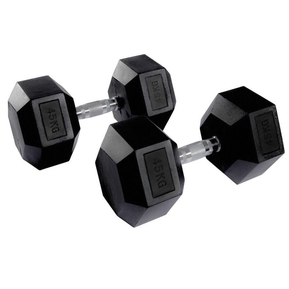 Hex Rubber Dumbbell Pairs 1kg-50kg