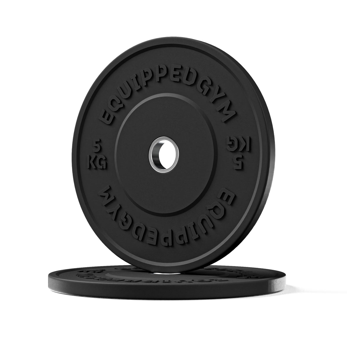 Olympic Black Bumper Plates 5kg-25kg Set & Barbell, alternate view