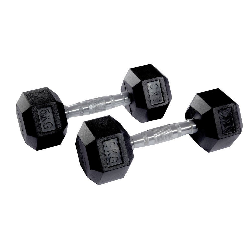 Hex Rubber Dumbbell Pairs 1kg-50kg