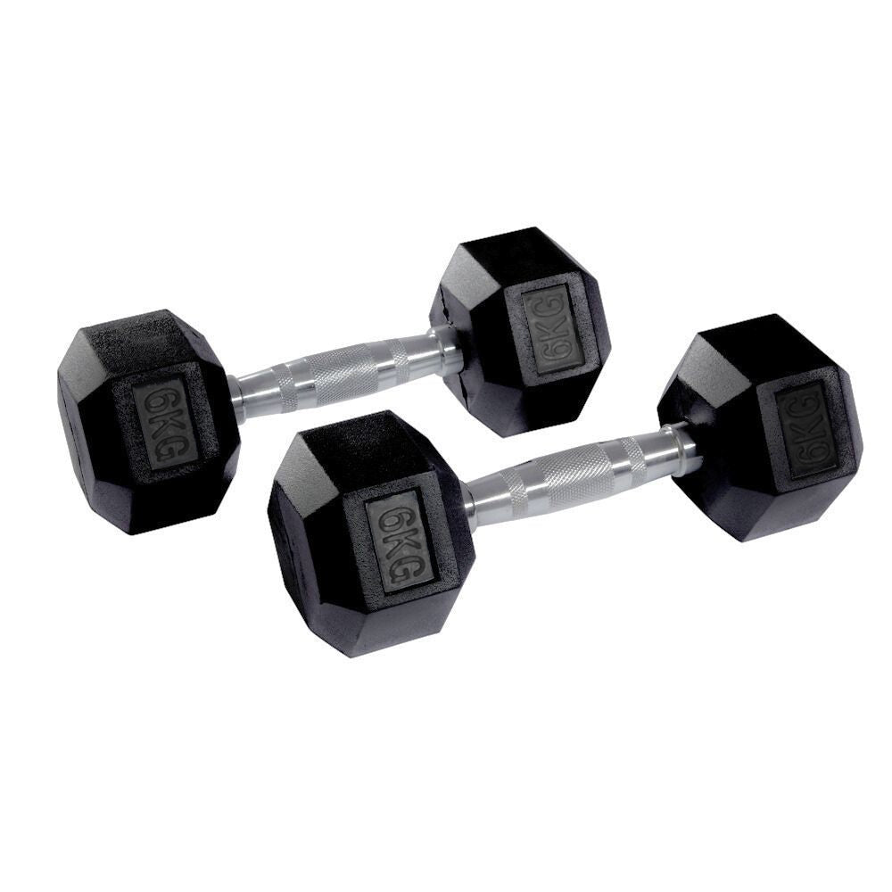 Hex Rubber Dumbbell Pairs 1kg-50kg