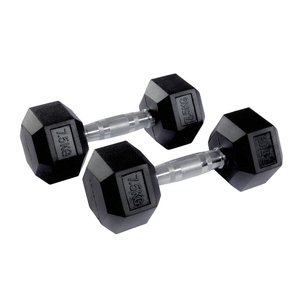 Hex Rubber Dumbbell Pairs 1kg-50kg