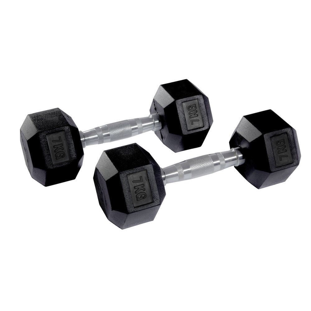 Hex Rubber Dumbbell Pairs 1kg-50kg
