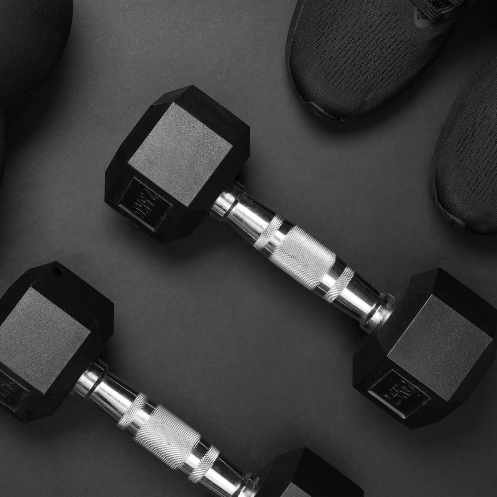 5kg-25kg Hex Dumbbell Set & 6 Tier Rack