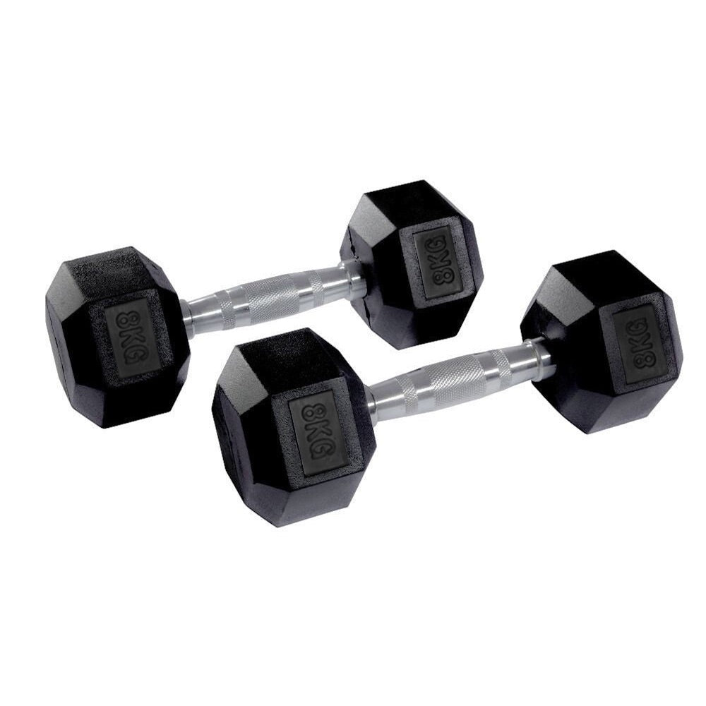Hex Rubber Dumbbell Pairs 1kg-50kg