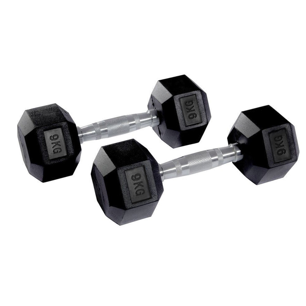 Hex Rubber Dumbbell Pairs 1kg-50kg