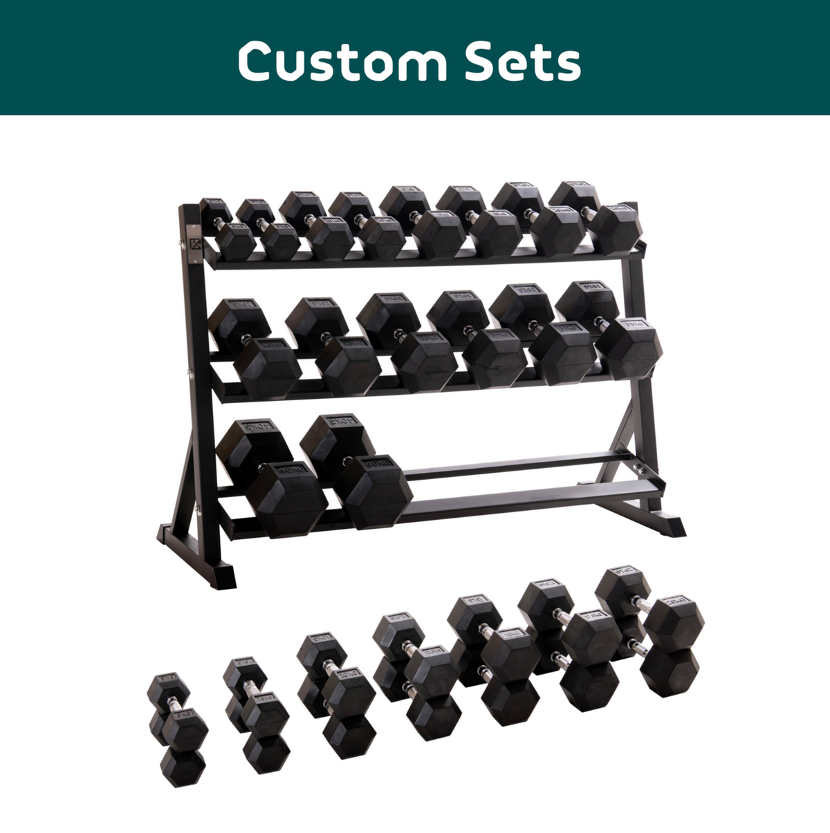 Custom Stackable Dumbll Rack Custom Hex Dumbbell Set Builder With Optional Rack – Equipped Gym