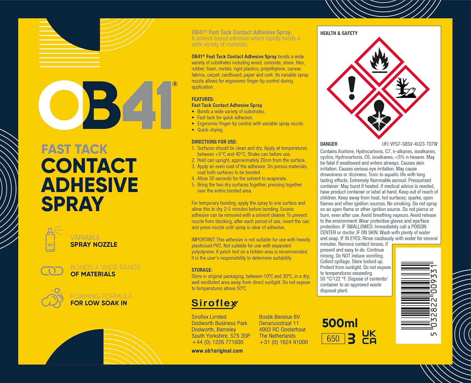 Rubber Floor Spray Contact Adhesive 500ml