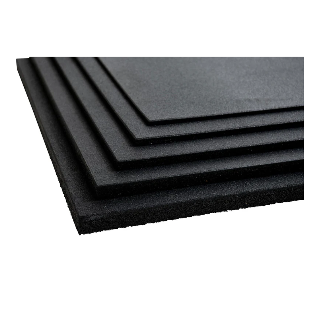 Rubber gym mats showing a comparison between 10mm, 15mm, 20mm, 30mm and 40mm mats