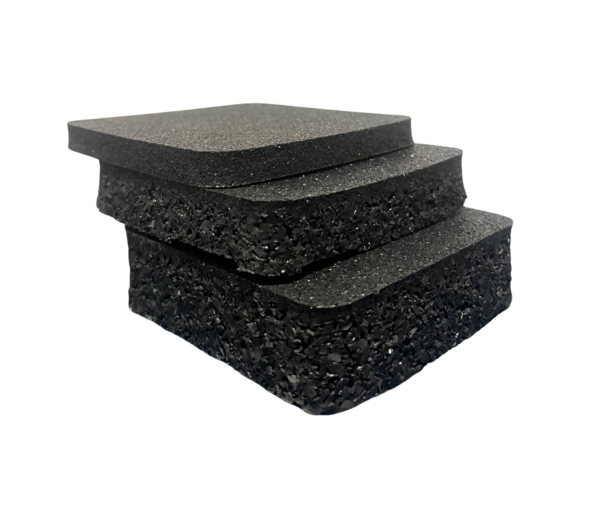Samples of Equipped Gym's 10mm, 20mm and 30mm rubber gym mats for sale