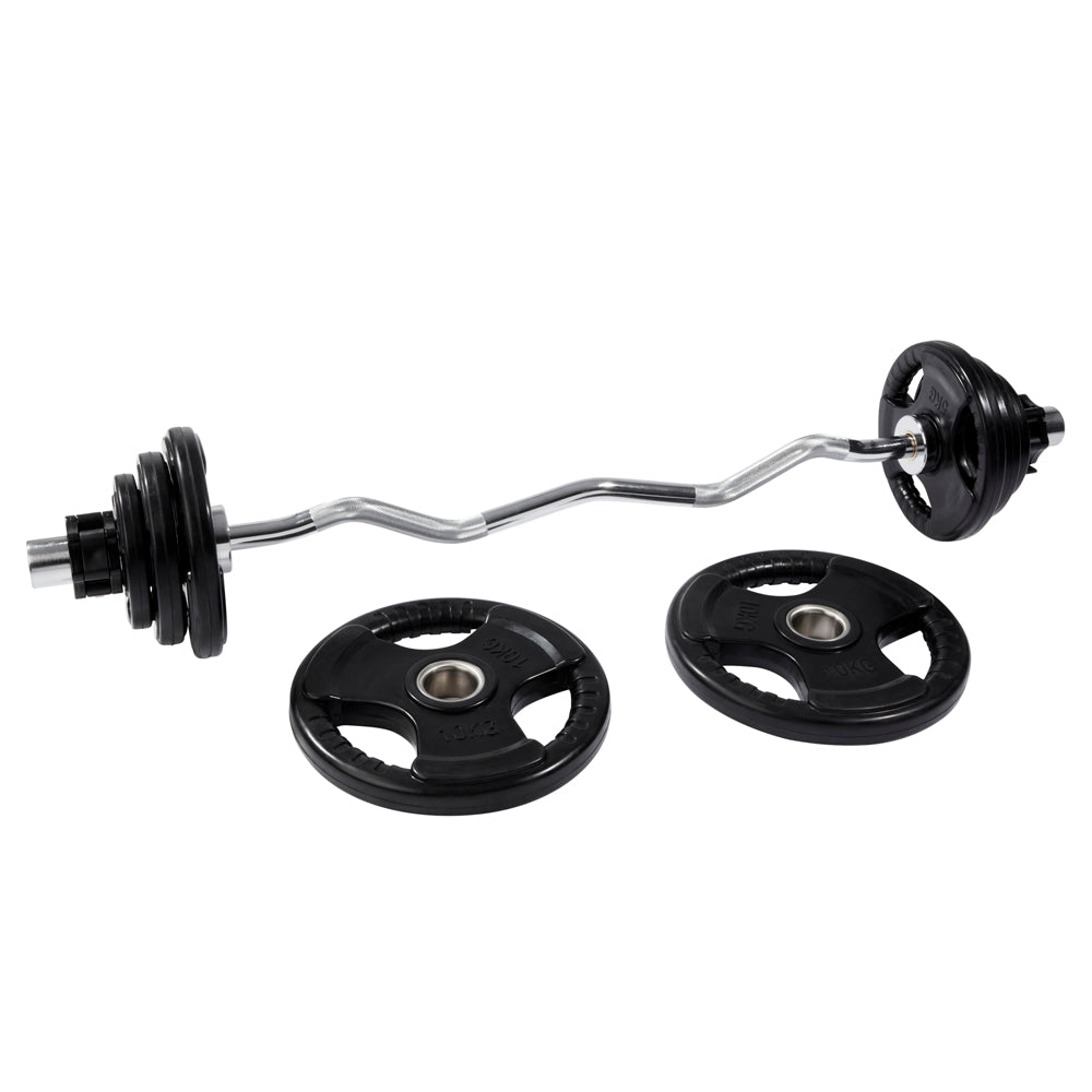 Olympic EZ Curl Bar & Tri-Grip Plates Bundle