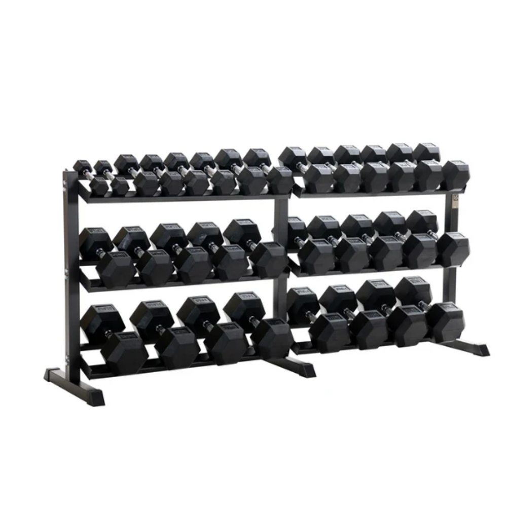 2.5kg-40kg Hex Dumbbell Set & 3-Tier Rack (2.5kg increments)