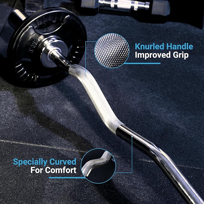 Olympic EZ Curl Bar & Tri-Grip Plates Bundle