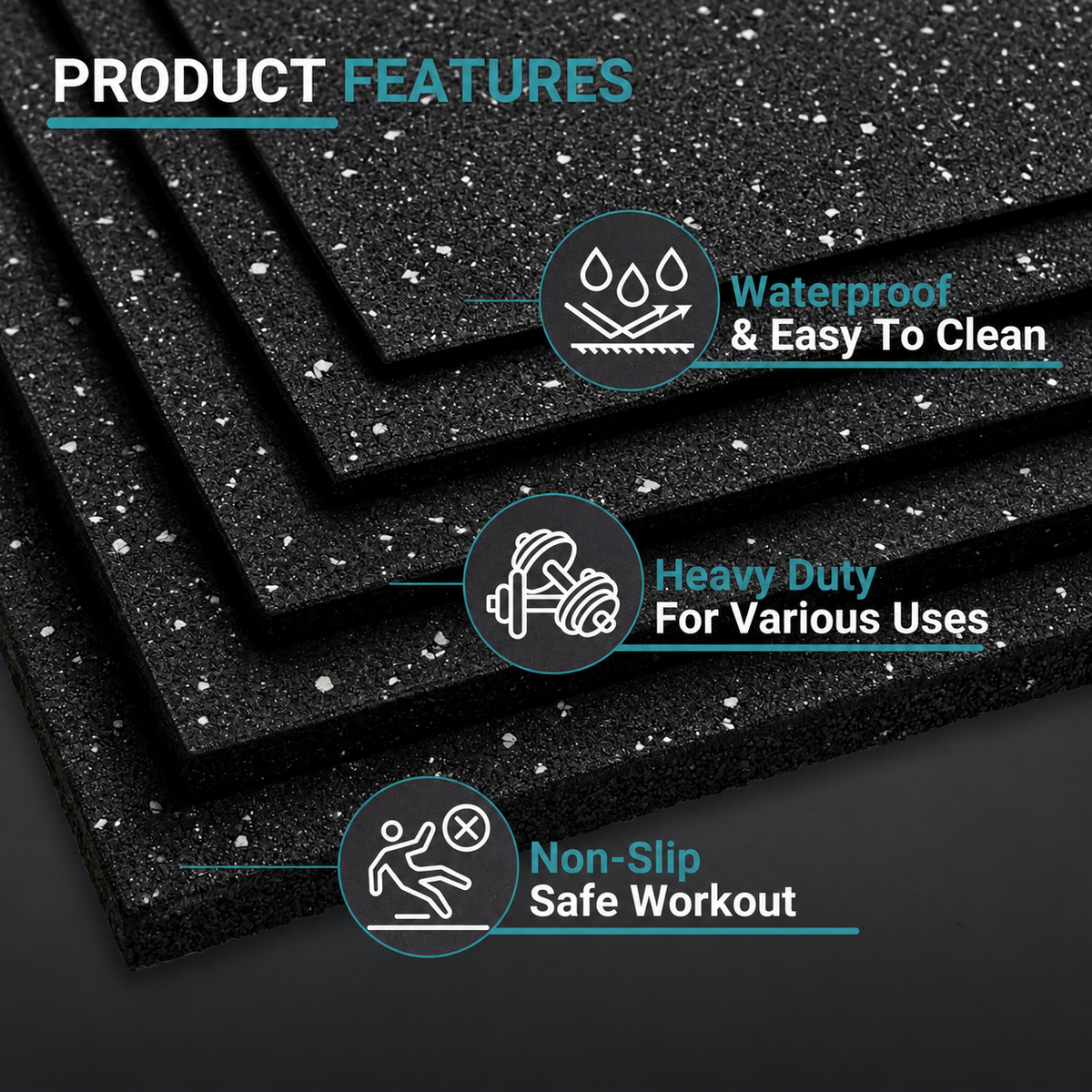 30mm White Fleck Rubber Gym Flooring Mats (1m x 1m)