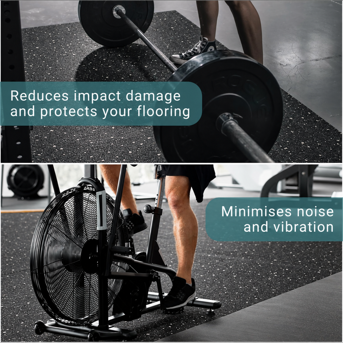 30mm White Fleck Rubber Gym Flooring Mats (1m x 1m)