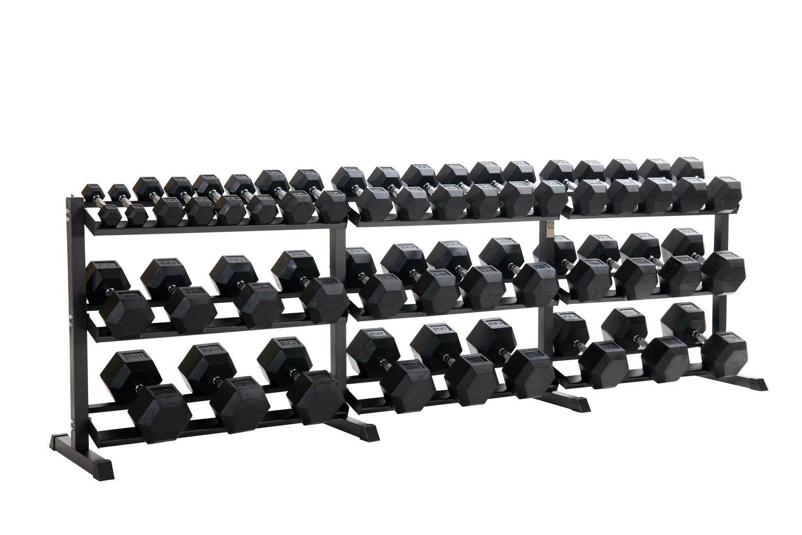 2.5kg-50kg Hex Dumbbell Set & 3-Tier Rack (2.5kg increments)