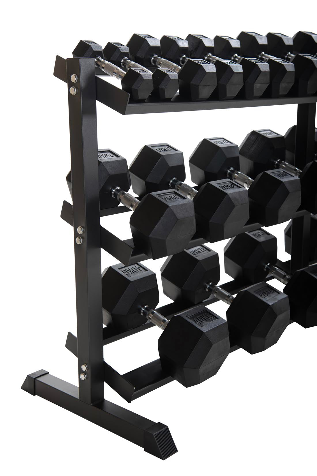 2.5kg-50kg Hex Dumbbell Set & 3-Tier Rack (2.5kg increments)