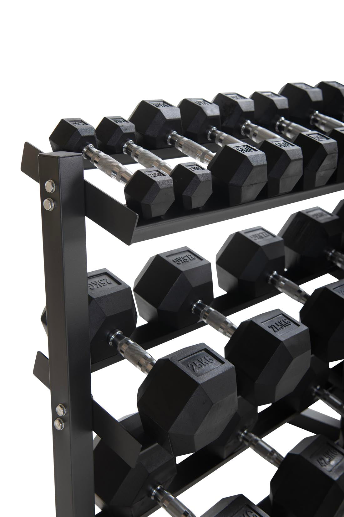 2.5kg-50kg Hex Dumbbell Set & 3-Tier Rack (2.5kg increments)
