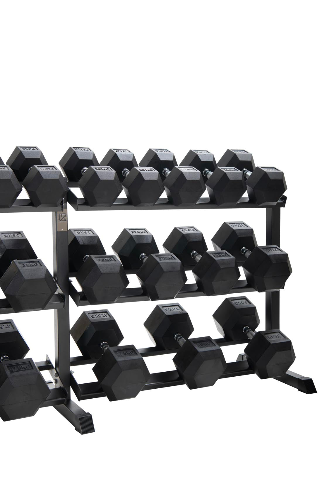 2.5kg-50kg Hex Dumbbell Set & 3-Tier Rack (2.5kg increments)