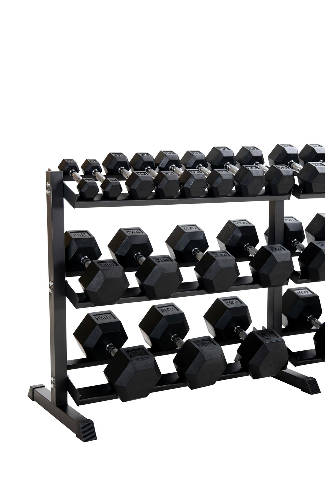 2.5kg-50kg Hex Dumbbell Set & 3-Tier Rack (2.5kg increments)