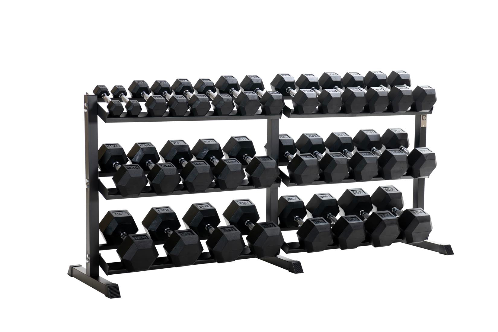 Hex Dumbbell Set 3-Tier Rack increments