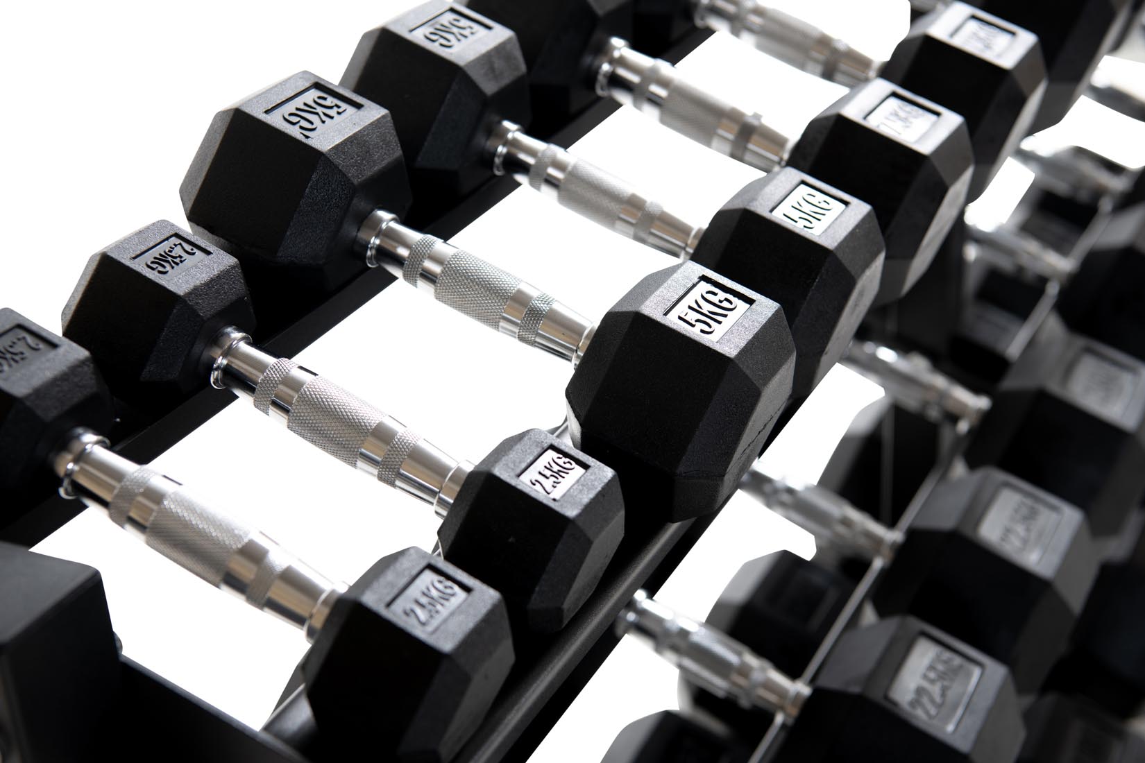 2.5kg-40kg Hex Dumbbell Set & 3-Tier Rack (2.5kg increments)