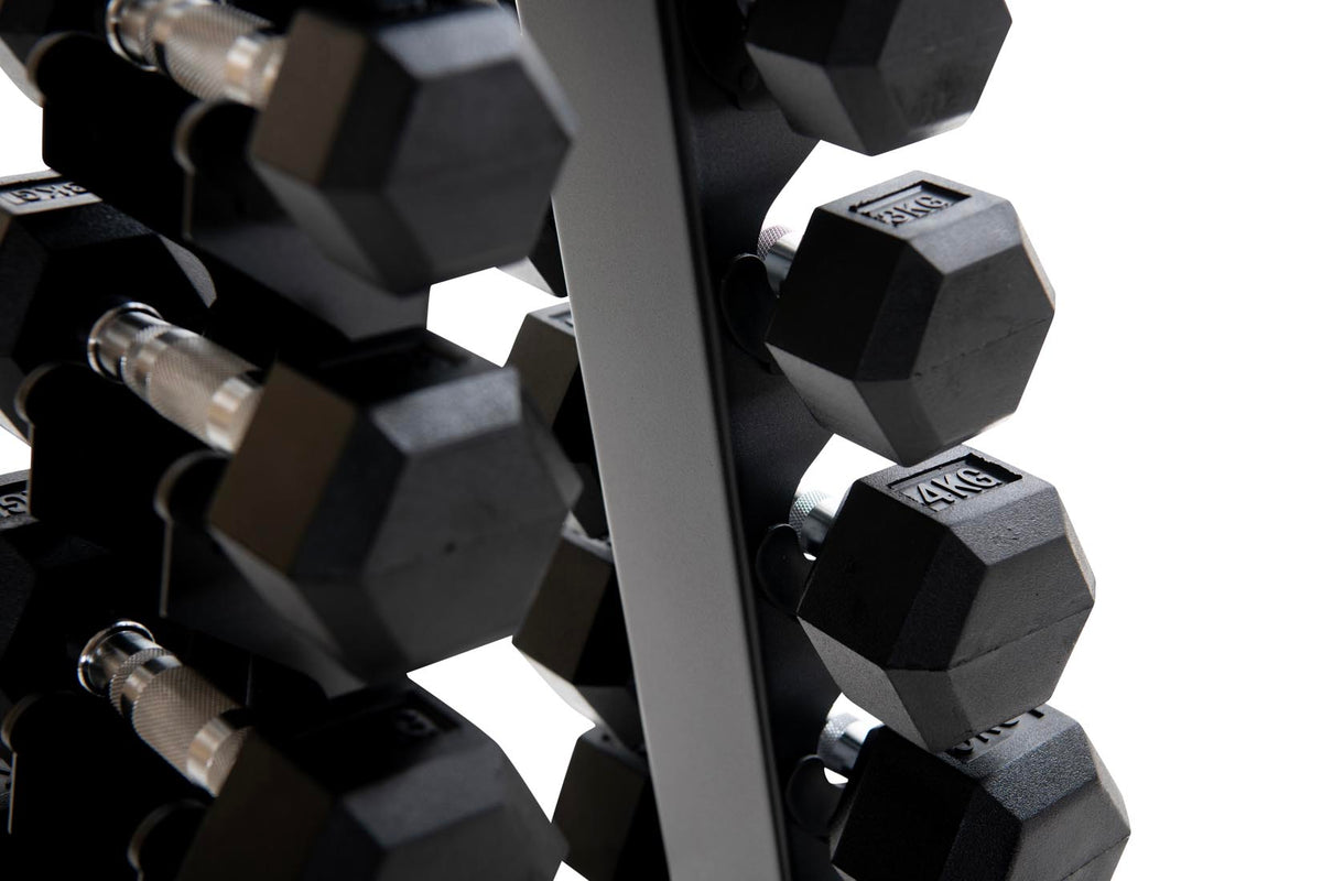 1kg-10kg Hex Dumbbell Set & 10-Tier Rack (10 Pairs)