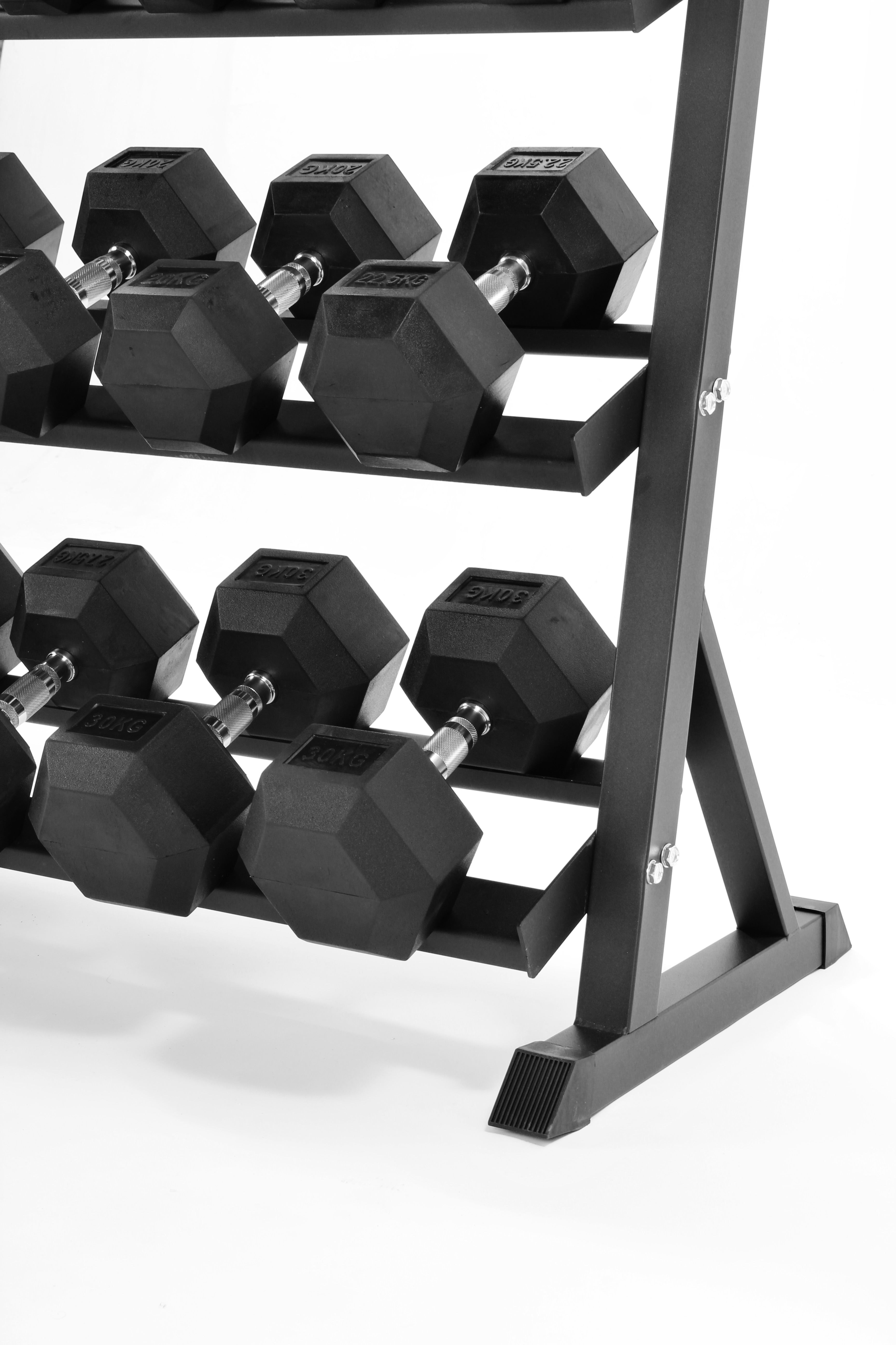 2.5kg-30kg Hex Dumbbell Set & 3-Tier Rack (2.5kg increments)
