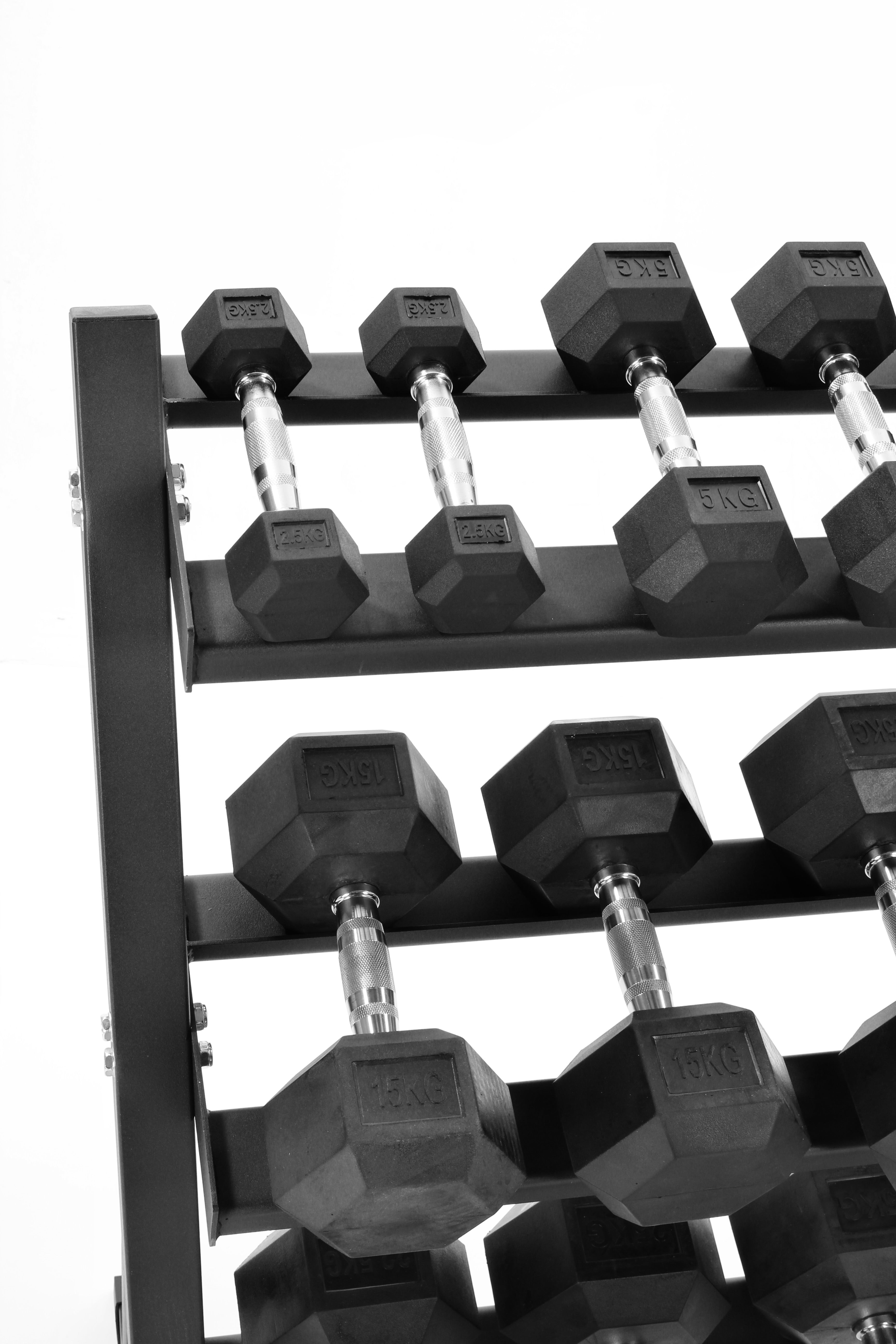 2.5kg-30kg Hex Dumbbell Set & 3-Tier Rack (2.5kg increments)