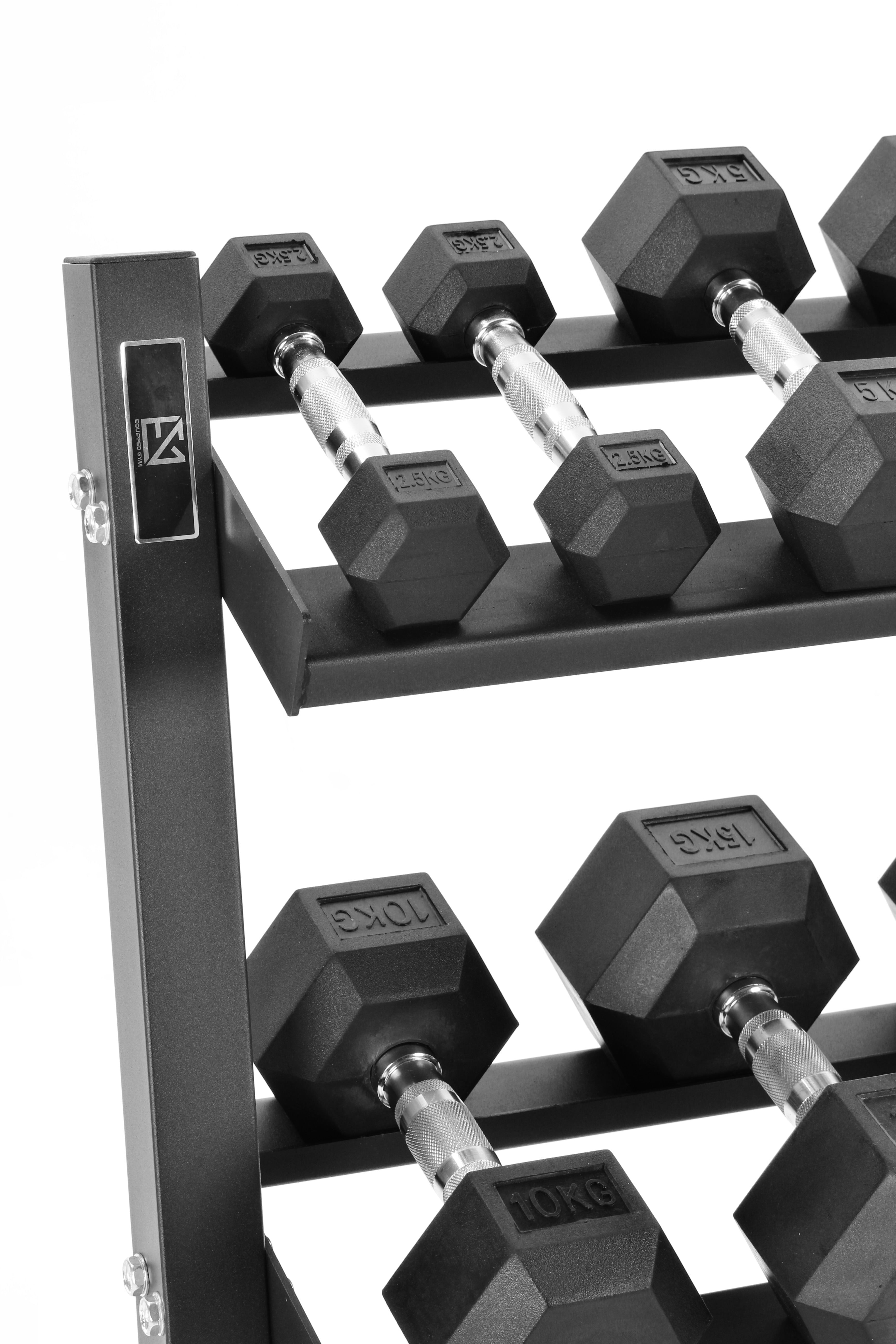 2.5kg-30kg Hex Dumbbell Set & 3-Tier Rack