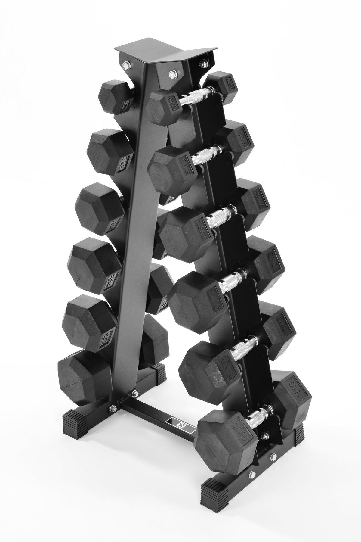 2.5kg-15kg Hex Dumbbell Set & 6-Tier Rack, scale reference