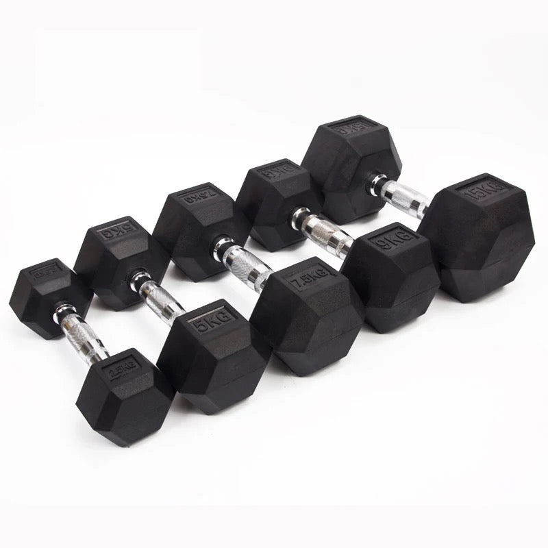 2.5kg-15kg Hex Dumbbell Set & 6-Tier Rack (6 Pairs)