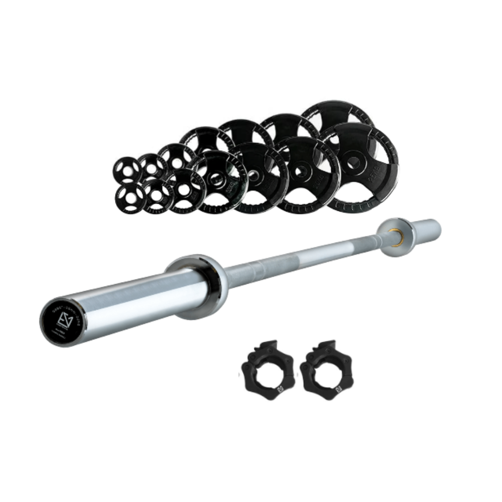 Olympic Bar 157.5kg Weight Plates Set Equipped Gym