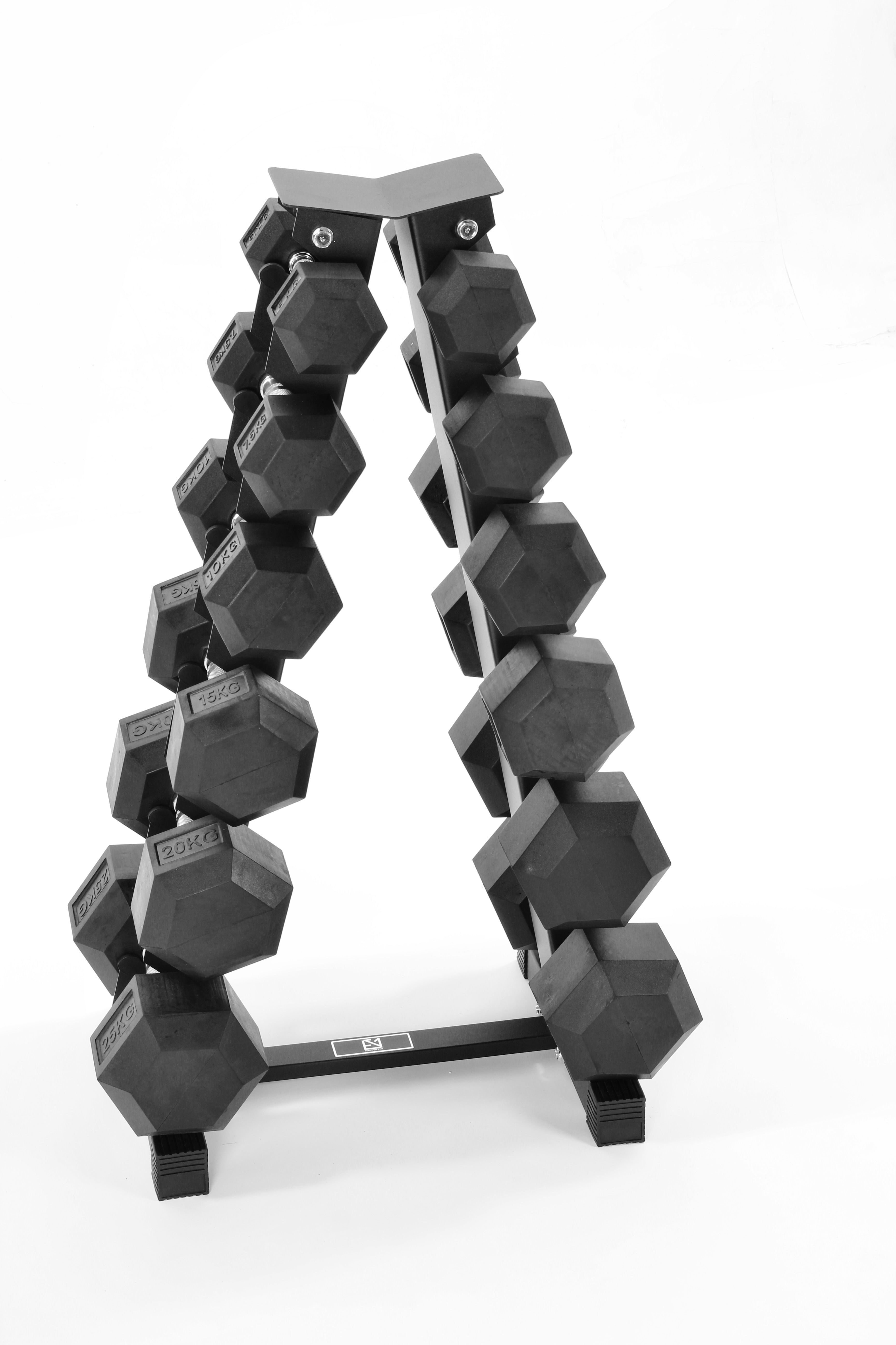 5kg-25kg Hex Dumbbell Set & 6 Tier Rack