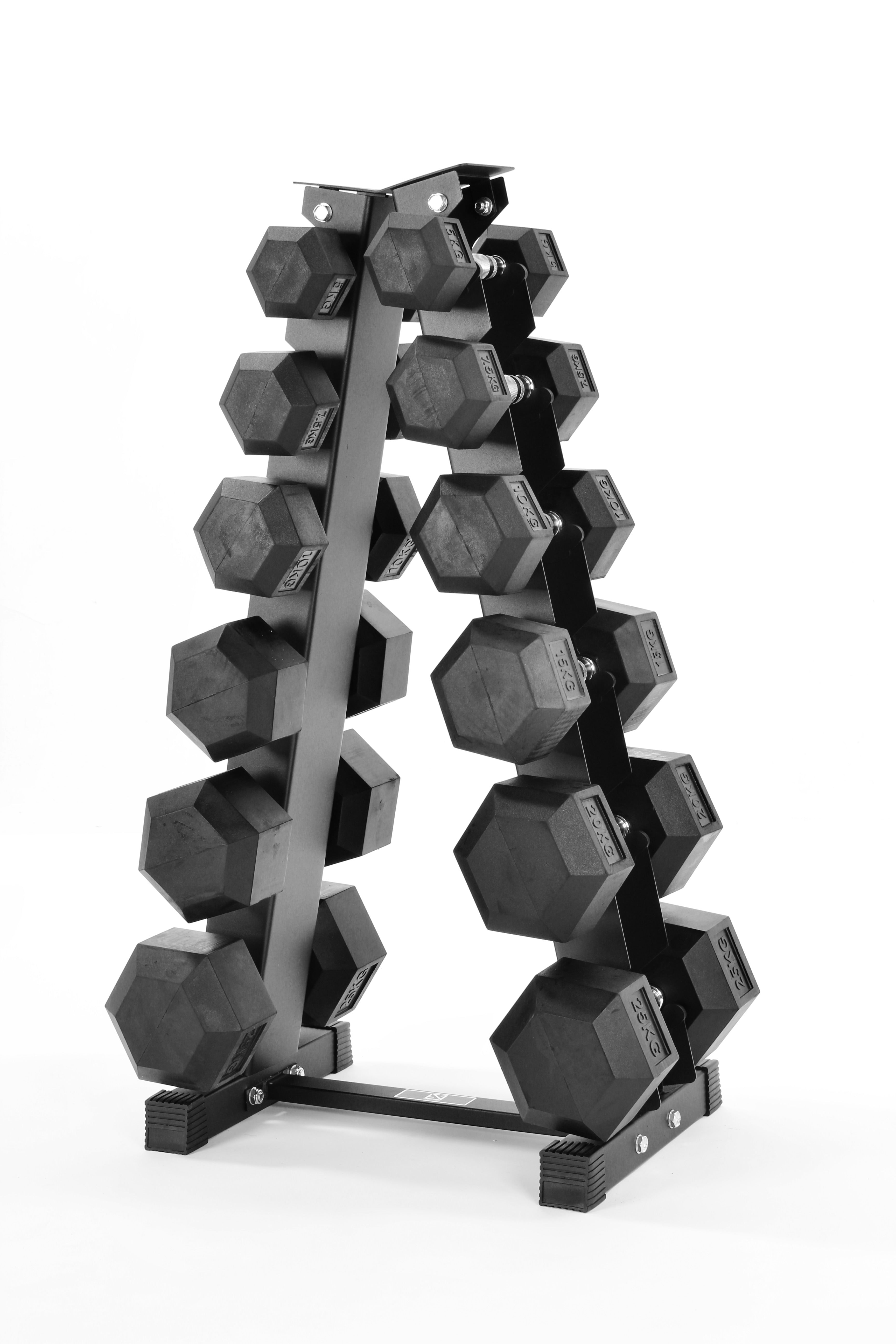 5kg-25kg Hex Dumbbell Set & 6 Tier Rack