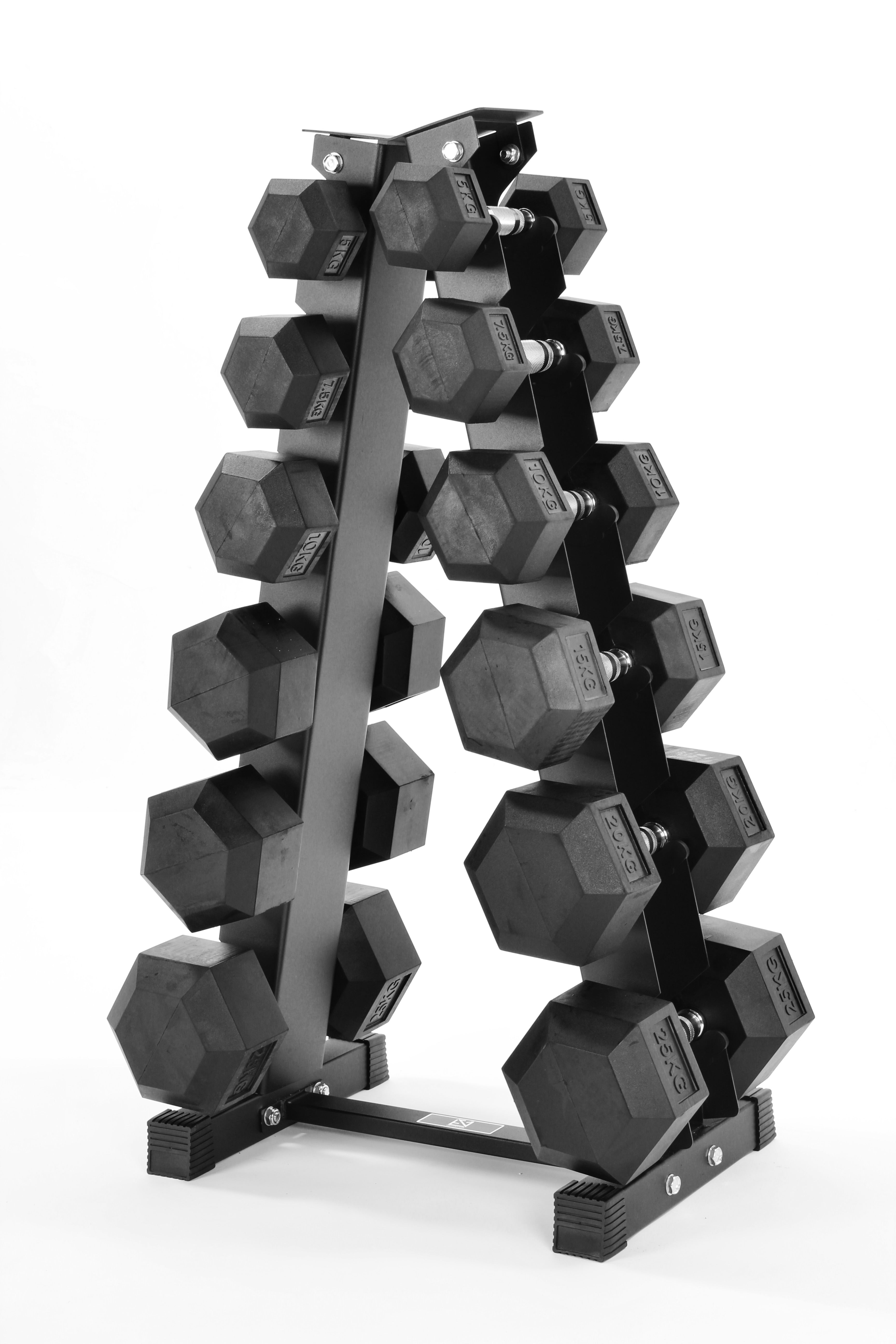 5kg-25kg Hex Dumbbell Set & 6 Tier Rack